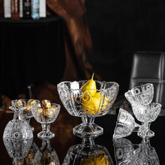 7-Pcs Crystal Glass Modern Desert Ice-Cream Sundae Bowl Set - Home Hatch