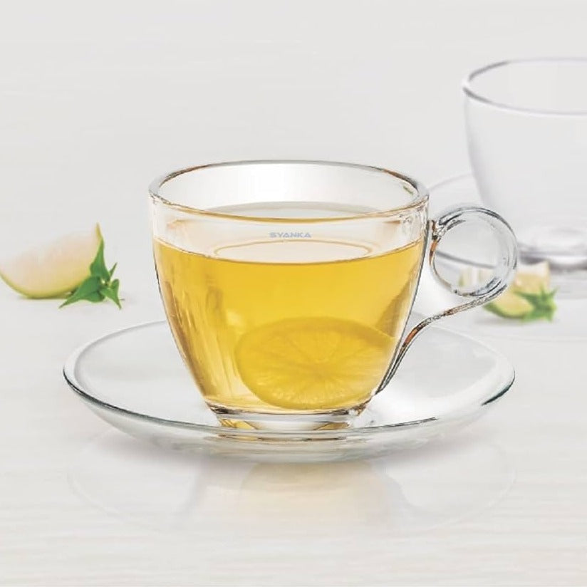 Delisoga Modern Transparent Plain Glass Tea Cup Set