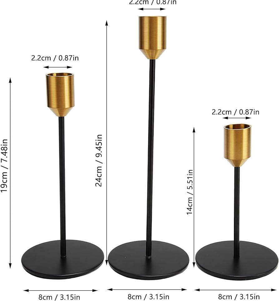  3pcs Metal Taper Candlesticks | Home Décor - Homehatchpk