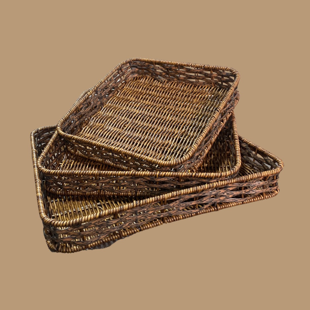 Wicker Nested Basket Set of 3 | Braided Trays