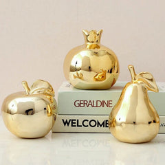 Gold Artificial Pear Ceramic Décor Fruit | Centre Piece | Home Décor