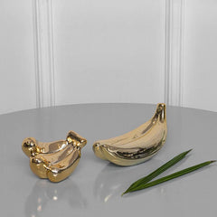 Golden Artificial Banana Ceramic Décor Fruit | Centre Piece | Home Décor