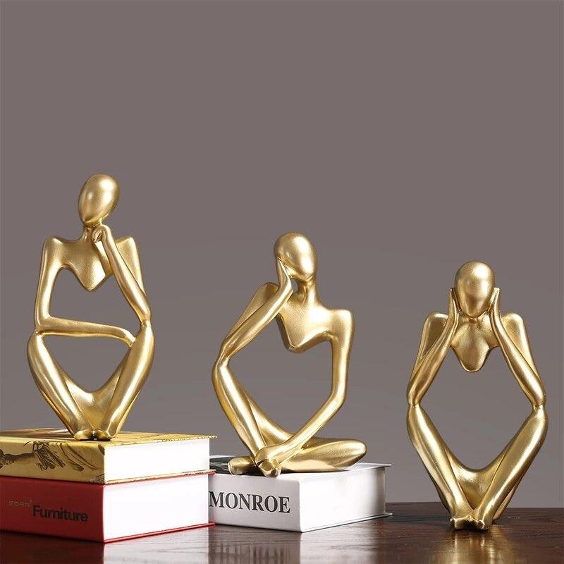 Gold Thinking Mannequins Set | Figurine | Home Décor - HomeHatchpk