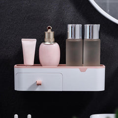 Wall Mounted Bathroom Organizer Shelf With Drawer | Shower Caddy