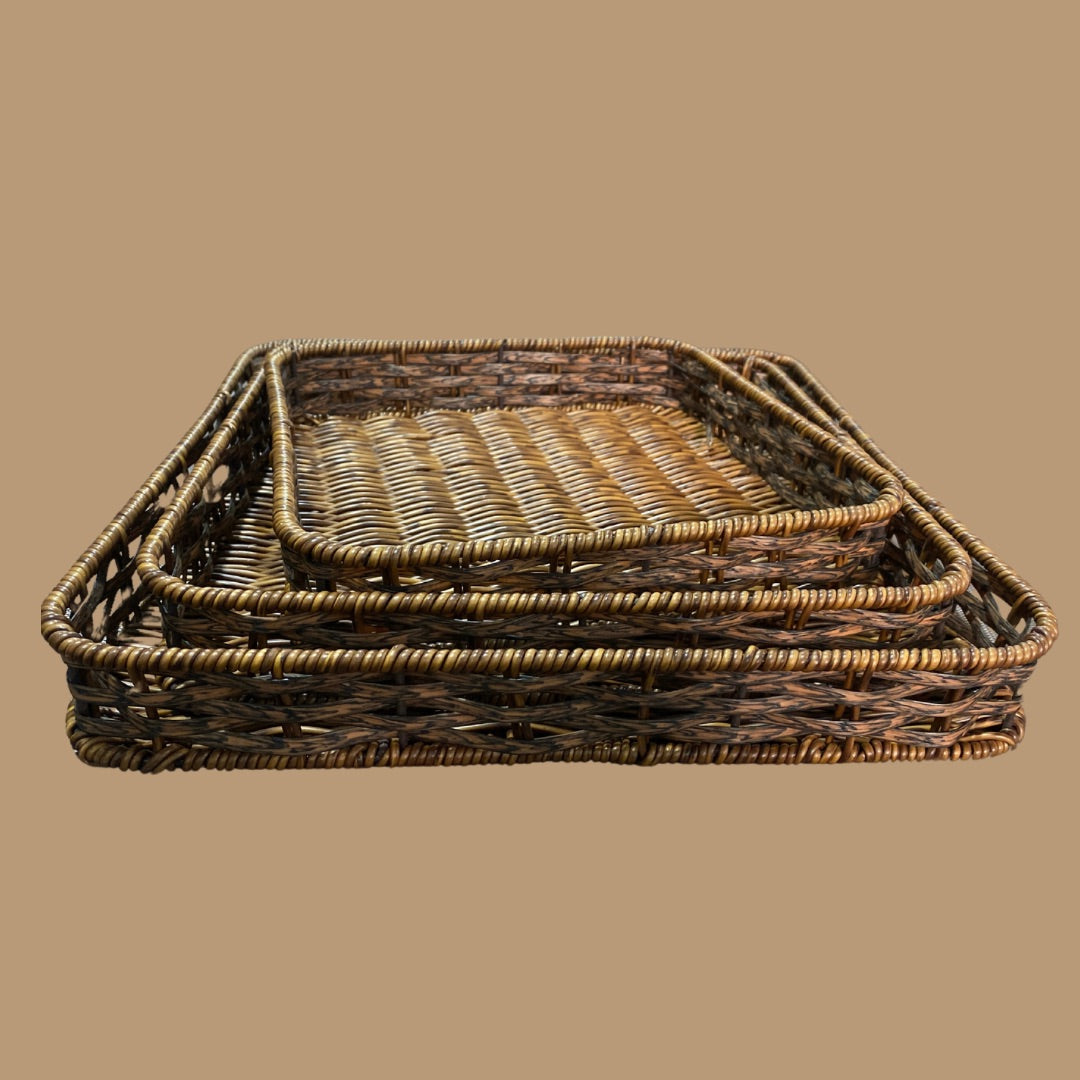 Wicker Nested Basket Set of 3 | Braided Trays