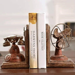 Antique Telephone & Fan Bookends | Home Décor