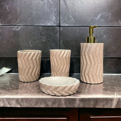 Artificial Stone Zig Zag Pattern Bath Set - 4pcs - Home Hatch