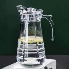 Delisoga Textured Glass Water Jug with Lid | Premium Serving Pitcher - Home Hatch