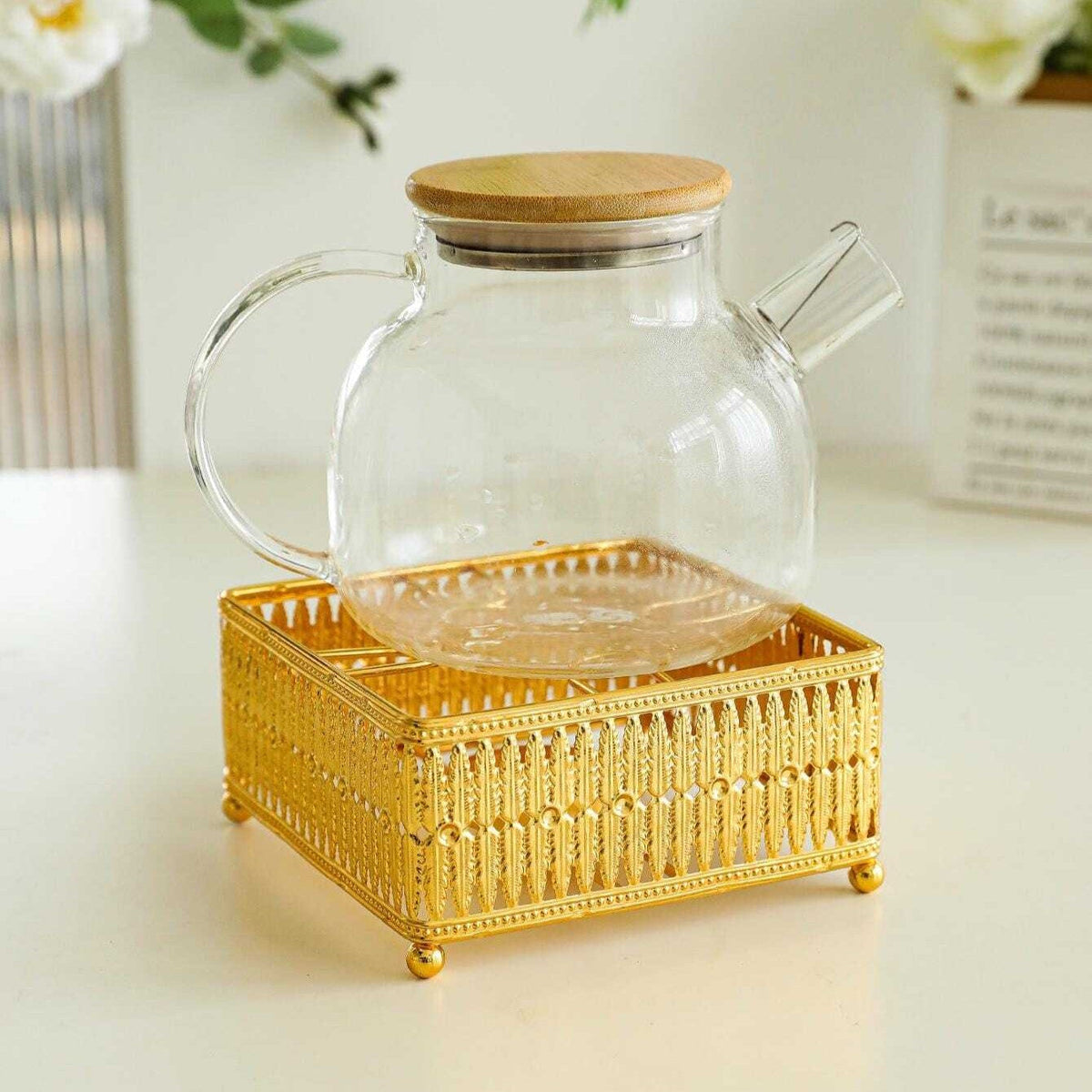 Gold Colour Food Warmer Burner Stand & Free Candle