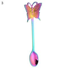 4-Pcs Butterfly Head Cutlery Set Rainbow n Gold Colour | Mini Fork & Spoon