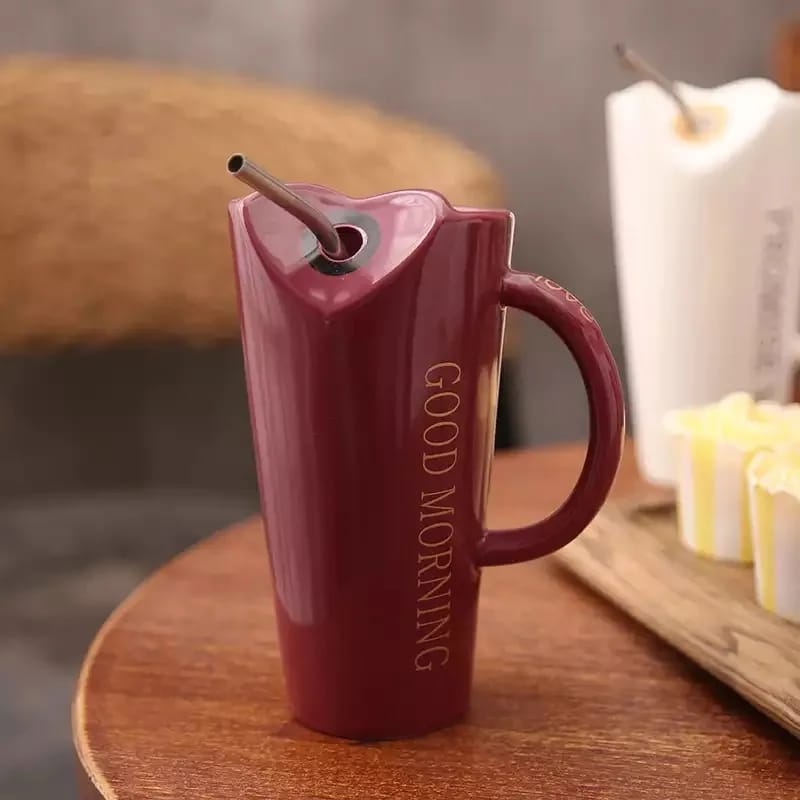 Ceramic Coffee Mug with Straw - Home Hatch