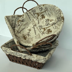 Cloth Covered Braided Basket | Vanity Basket | Storage