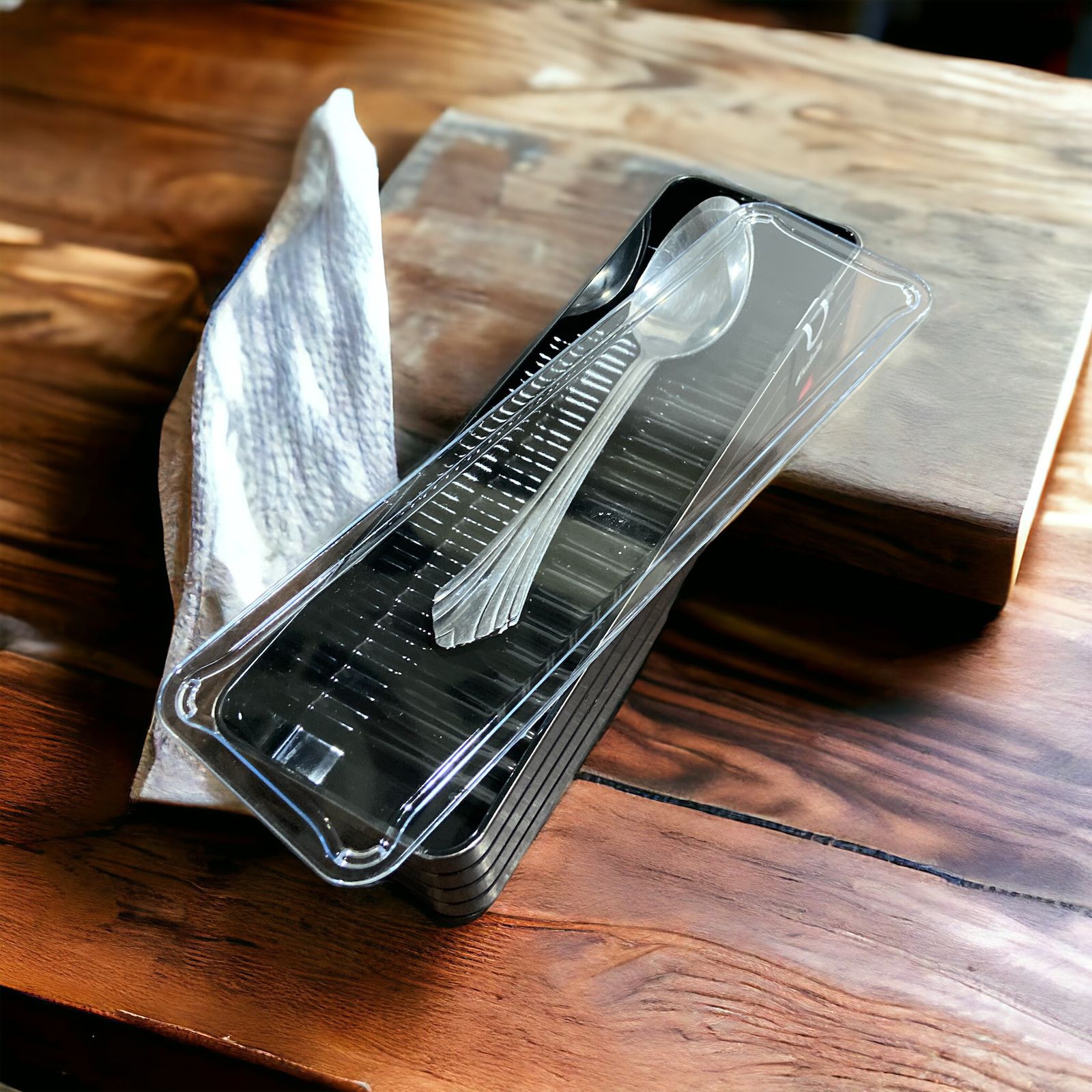 Sleek Silver Cutlery Storage Box with Acrylic lid