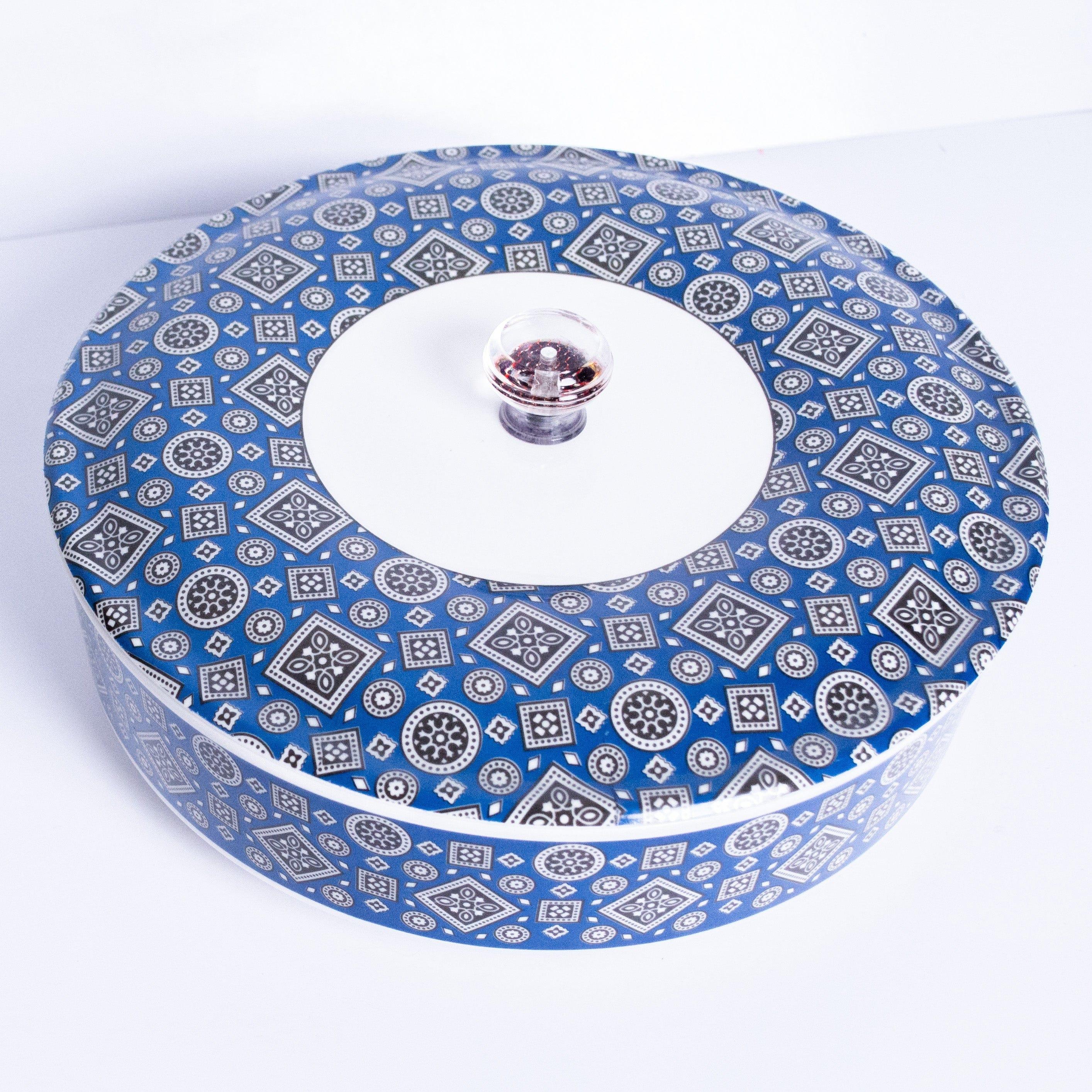 Ajrak Design Round Container | Naan/Roti Box - HomeHatchpk