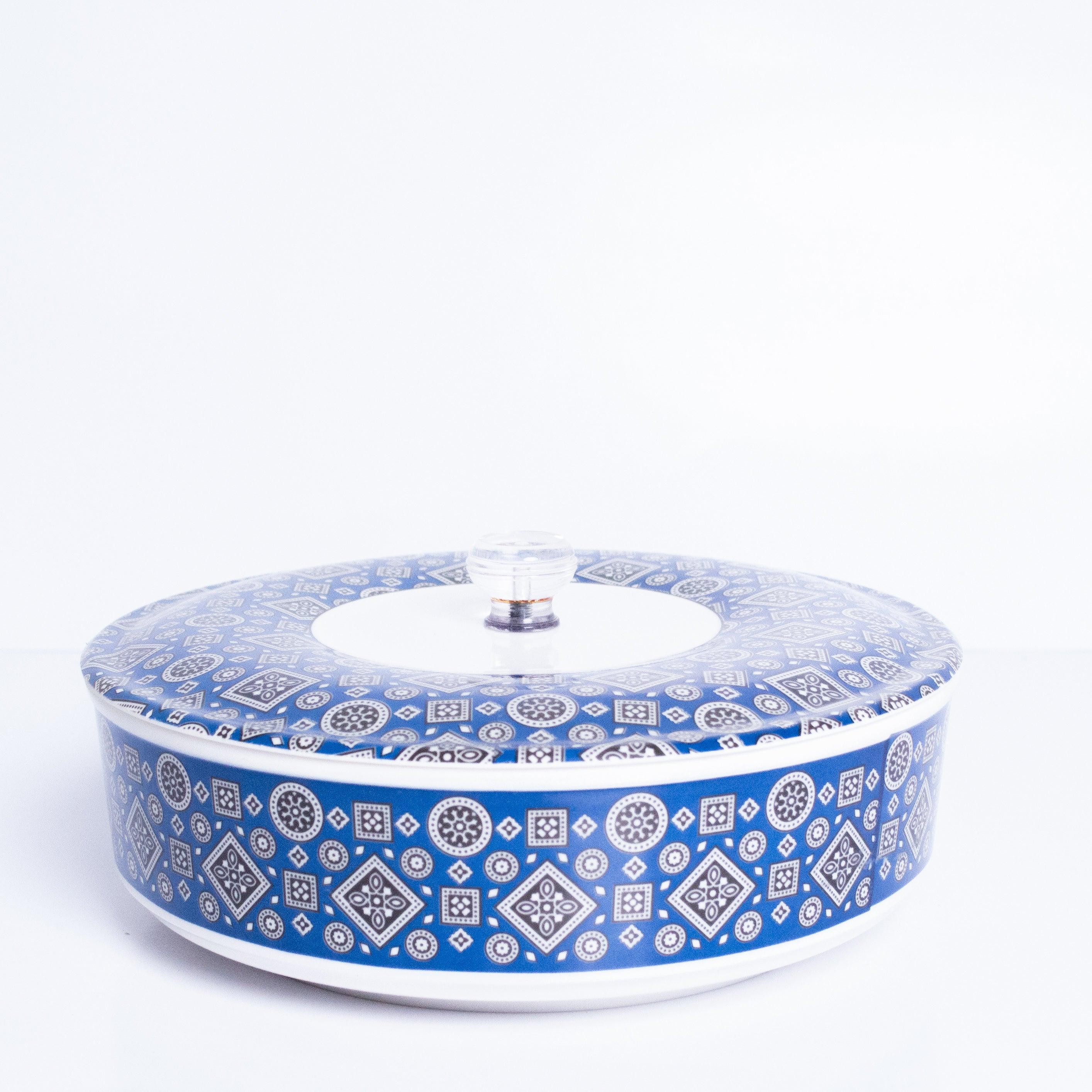 Ajrak Design Round Container | Naan/Roti Box - HomeHatchpk