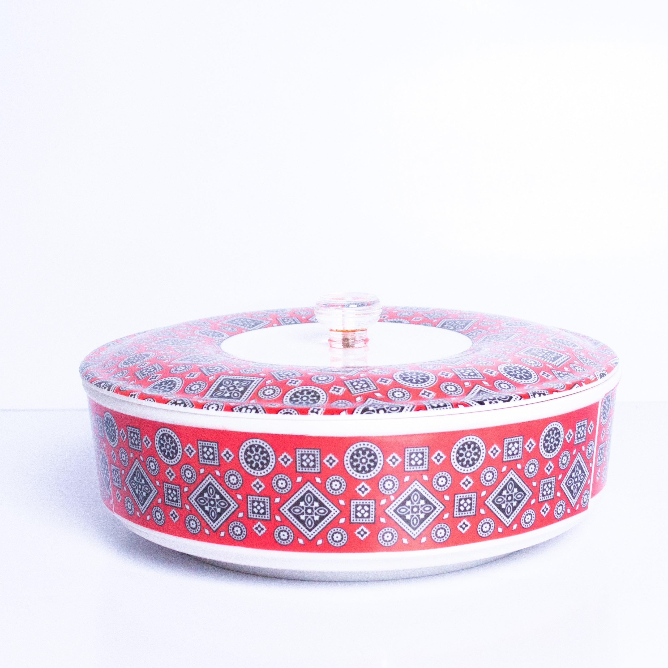 Ajrak Design Round Container | Naan/Roti Box - HomeHatchpk