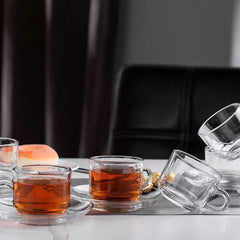 Delisoga Modern Transparent Plain Glass Tea Cup Set