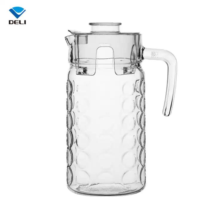 Delisoga Textured Glass Water Jug with Lid | Premium Serving Pitcher - Home Hatch