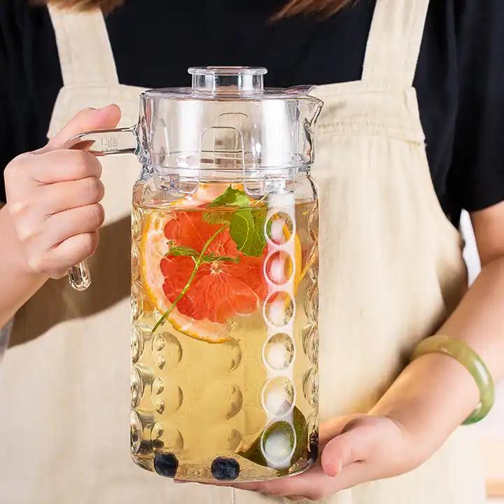 Delisoga Textured Glass Water Jug with Lid | Premium Serving Pitcher - Home Hatch