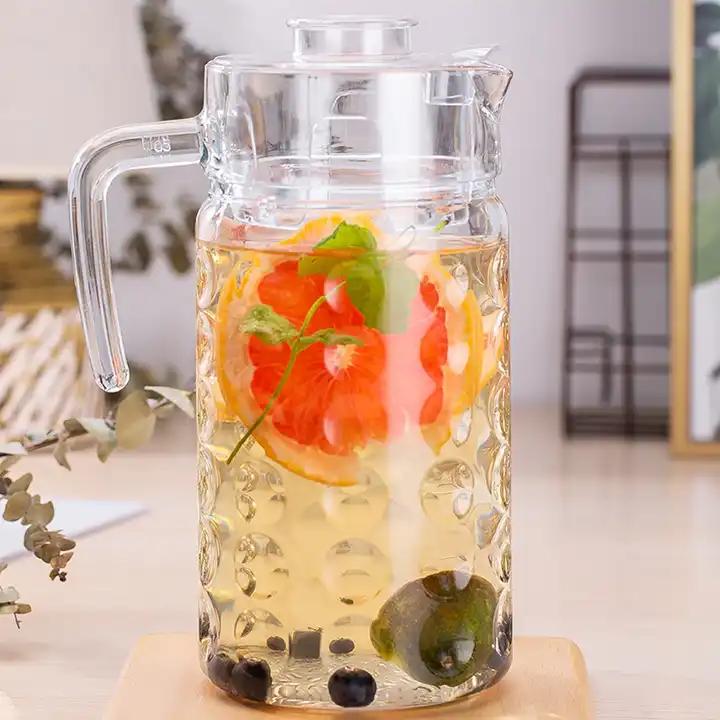 Delisoga Textured Glass Water Jug with Lid | Premium Serving Pitcher - Home Hatch