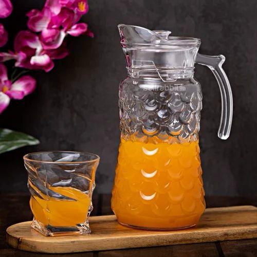 Delisoga Textured Glass Water Jug with Lid | Premium Serving Pitcher - Home Hatch