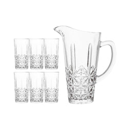 Delisoga Textured Glass Water Set | Premium Serving Drinking Set 7-Pcs - Home Hatch