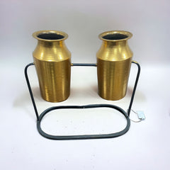 Double Golden Metal Planter With Stand | Pots & Vases