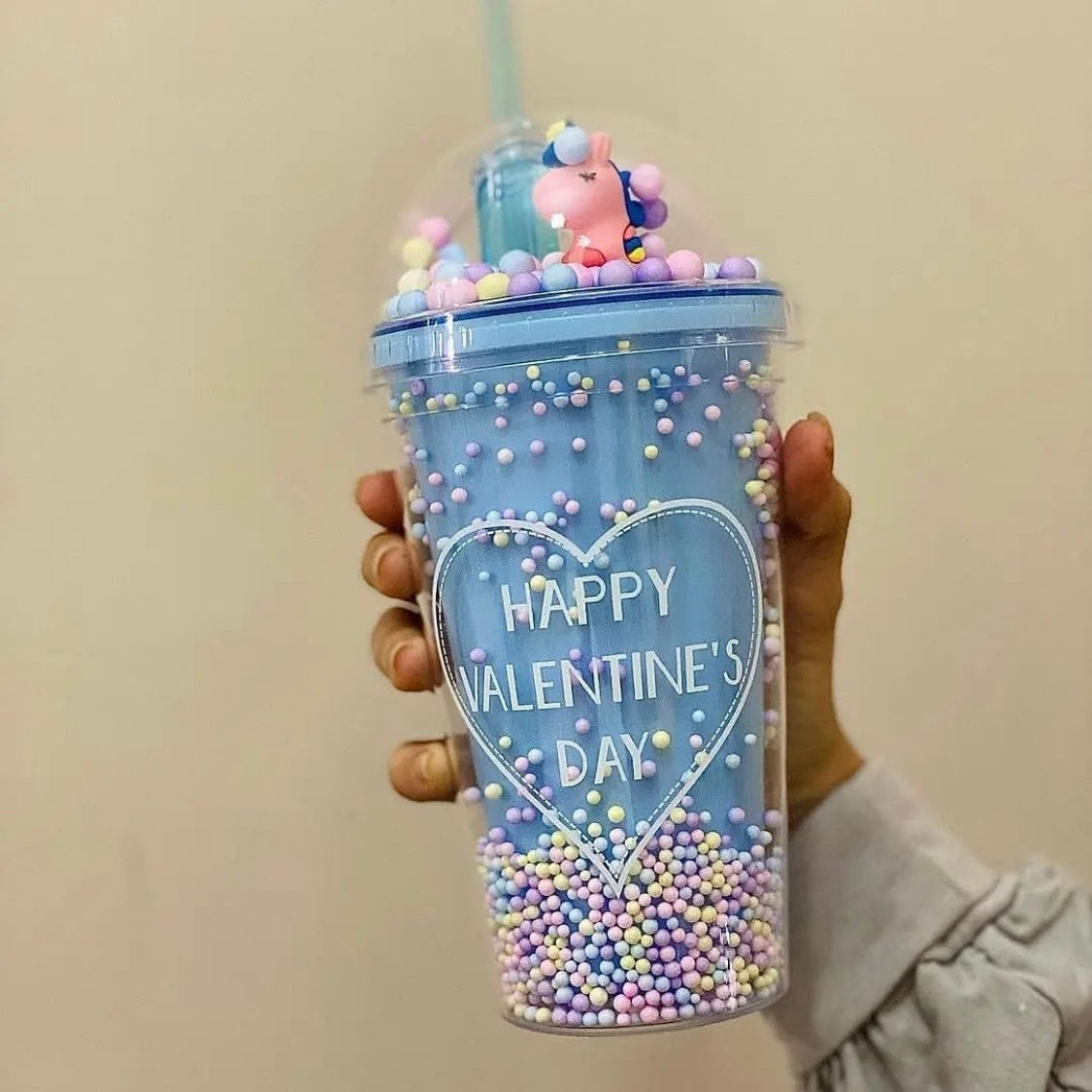 Kids Unicorn Lid Glass With Coloured Straw | Drinking Bottle