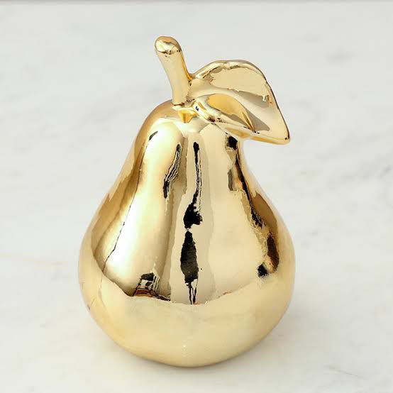 Gold Artificial Pear Ceramic Décor Fruit | Centre Piece | Home Décor