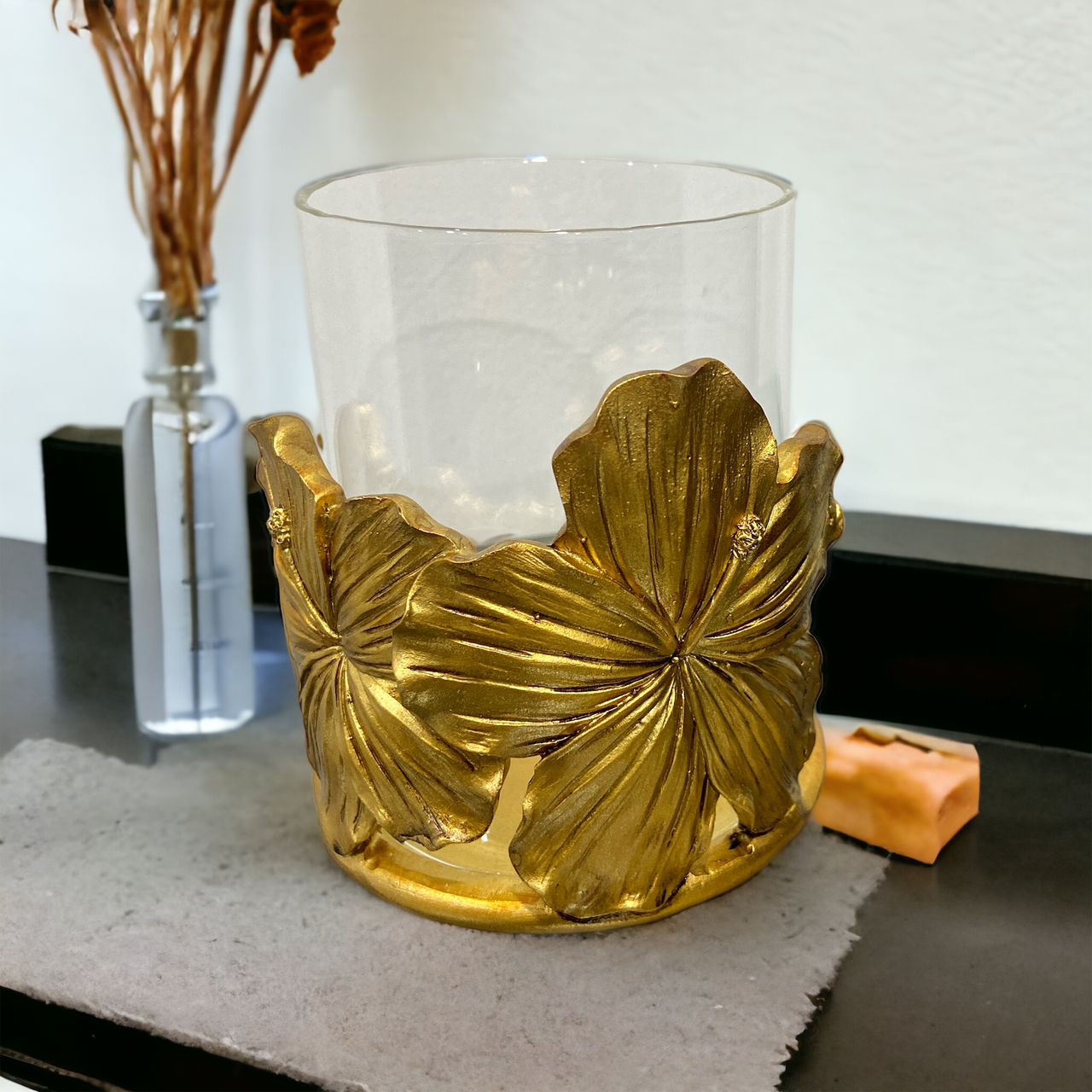 Gold Glam Flower Candle Holder Stand | Home Décor - Home Hatch