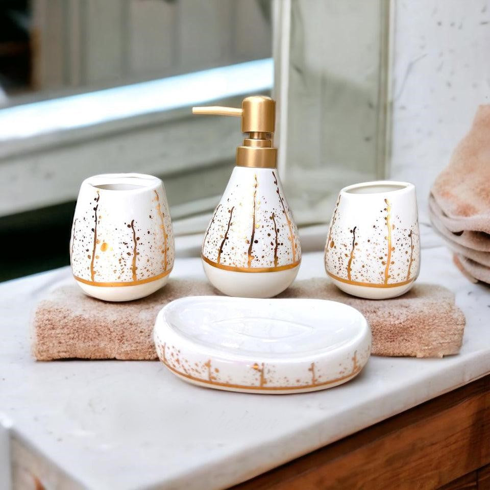 Gold Spattered Pattern Bath Set - 4pcs