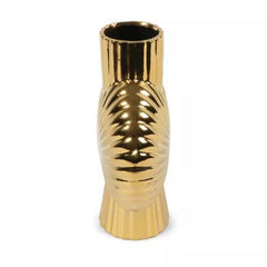 Lined Round Golden Ceramic Vase