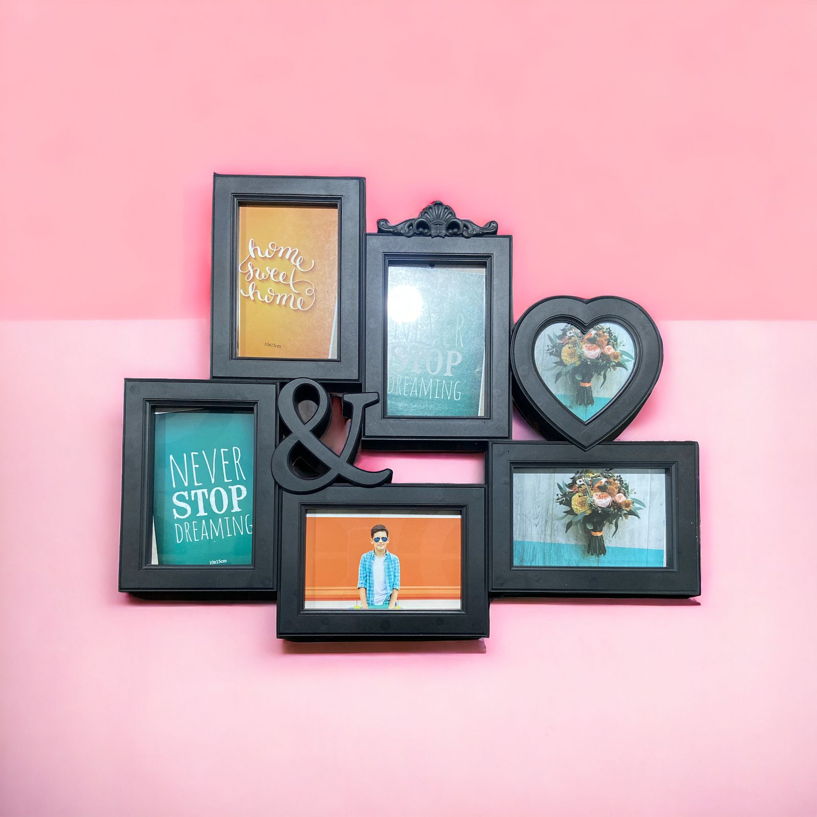 Heart & Rectangle Family Photo Collage Frame | Home Decor - Home Hatch