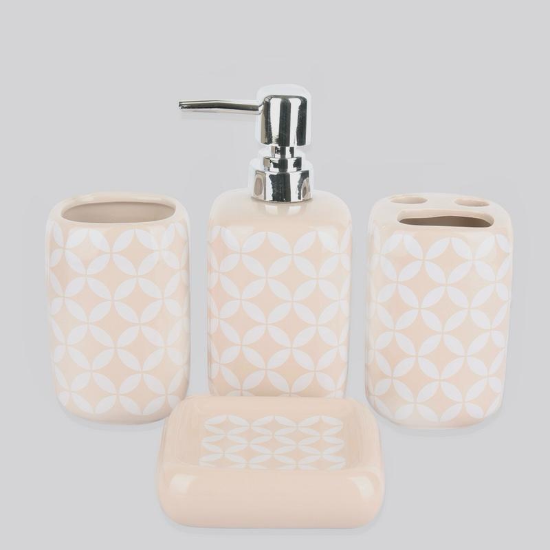 Modern Pattern Design Ceramic Bath Set - 4pcs - Home Hatch