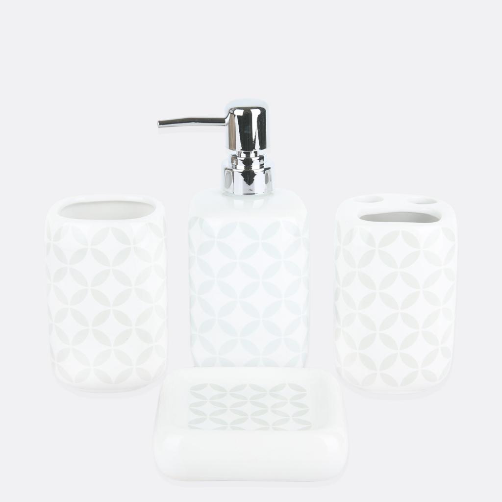 Modern Pattern Design Ceramic Bath Set - 4pcs - Home Hatch