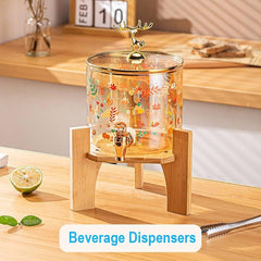 Nordic Reindeer Beverage Dispenser with Tap And Bamboo Base | Kitchen Accessories - Home Hatch