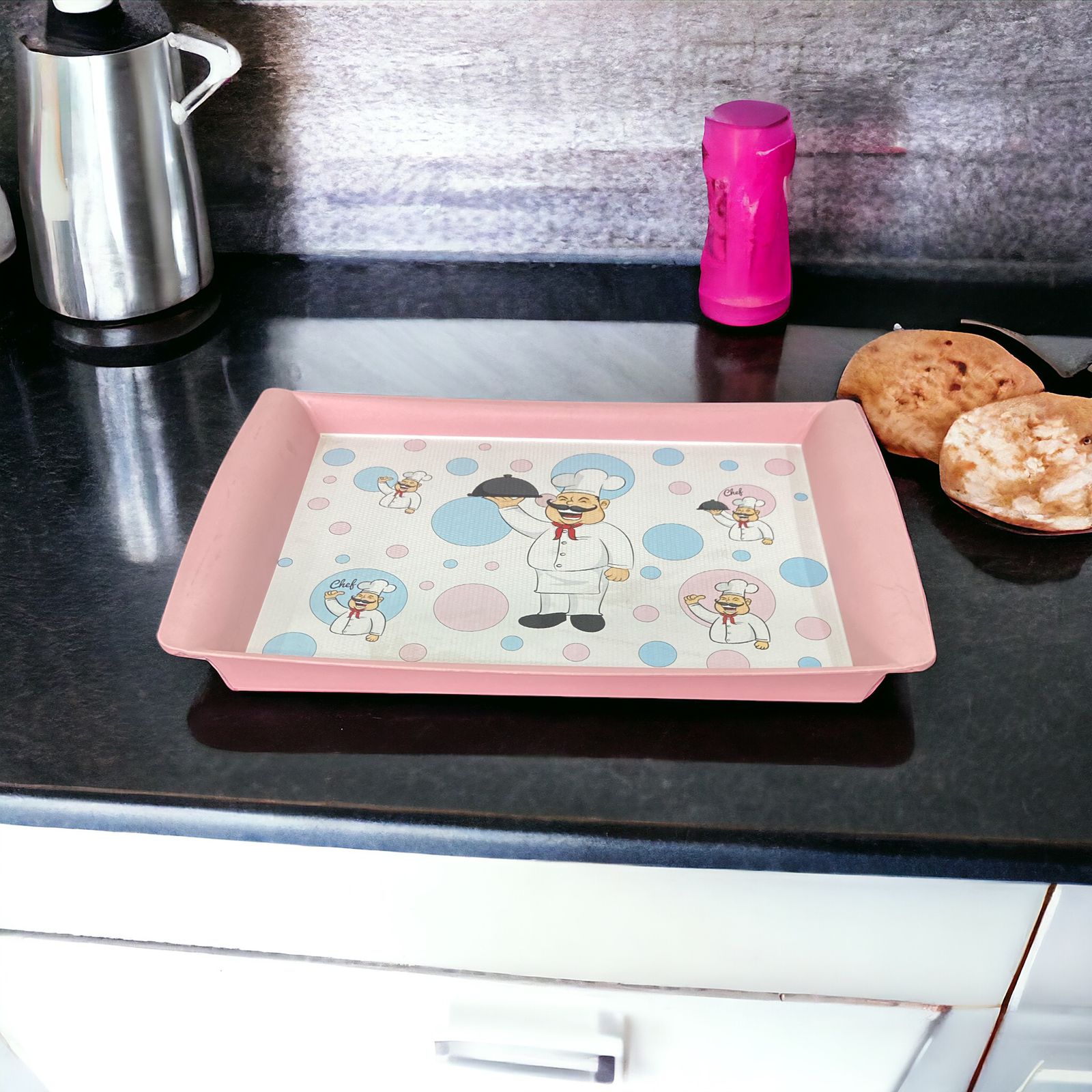 Plastic Printed Serving Tray Pink | Décor Tray - Home Hatch