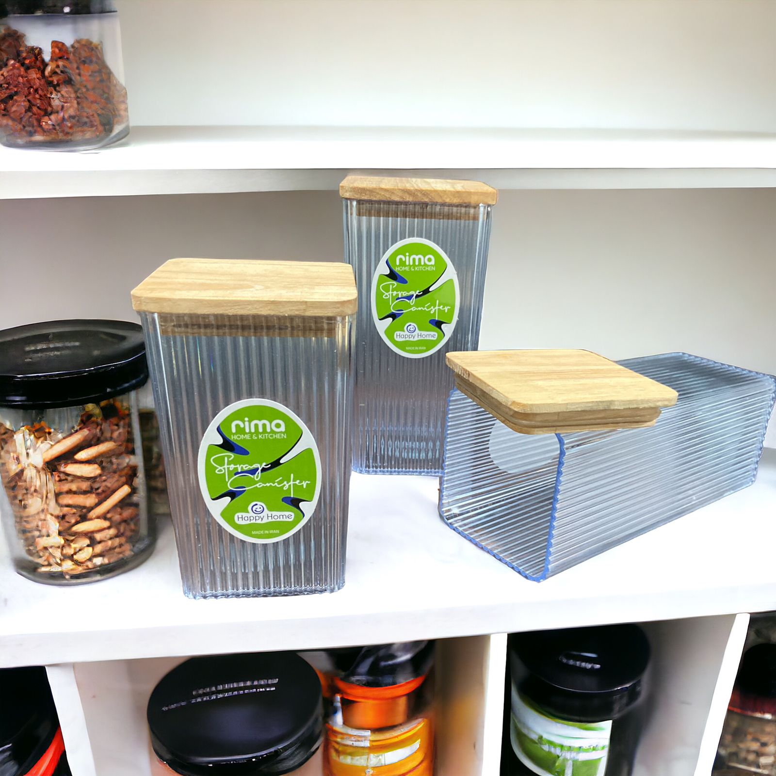 Rima Plastic Storage Containers/Jars with Airtight Bamboo Lid