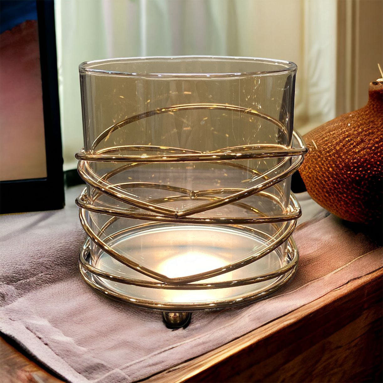 Spiral Gold Candle Lantern | Home Décor