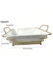 Square Bread Basket With Fabric Lining