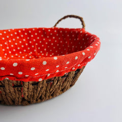 Wicker Breaded Basket With Fabric Lining And Handles - HomeHatchpk