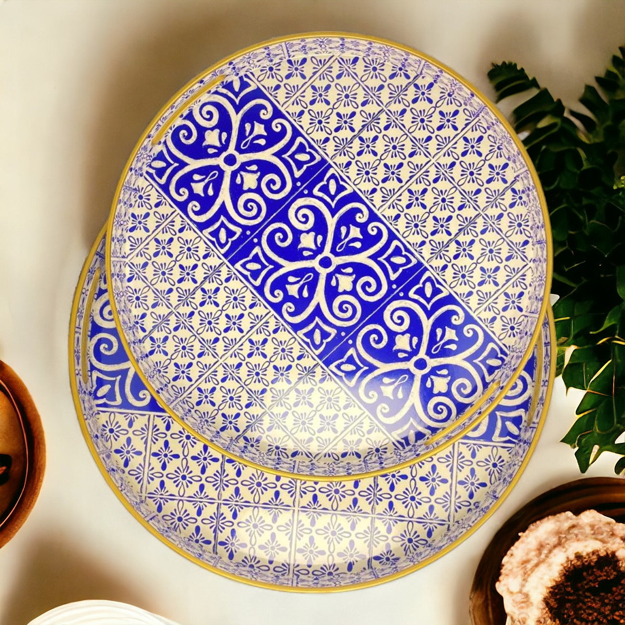 Blue Marrakech Pattern Design Serving Tray | Décor Tray