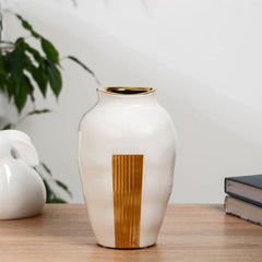 White Gold Flower Ceramic Vase | Pots & Vases | Home Décor