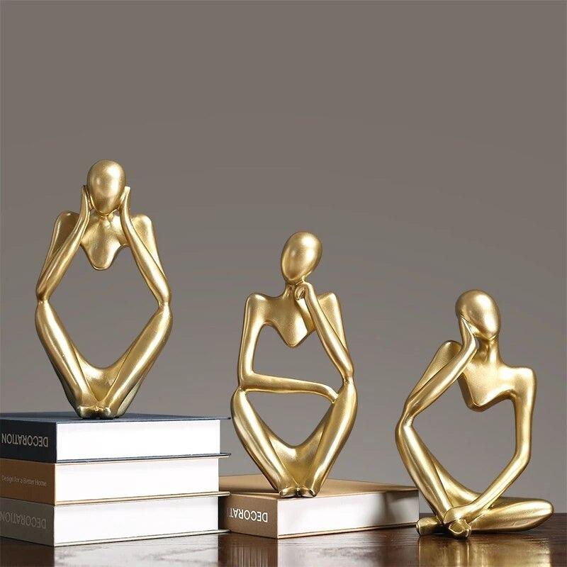 Gold Thinking Mannequins Set | Figurine | Home Décor - HomeHatchpk