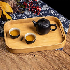 Bamboo Rectangular Serving Tray With Handle - Set of 3 - HomeHatchpk