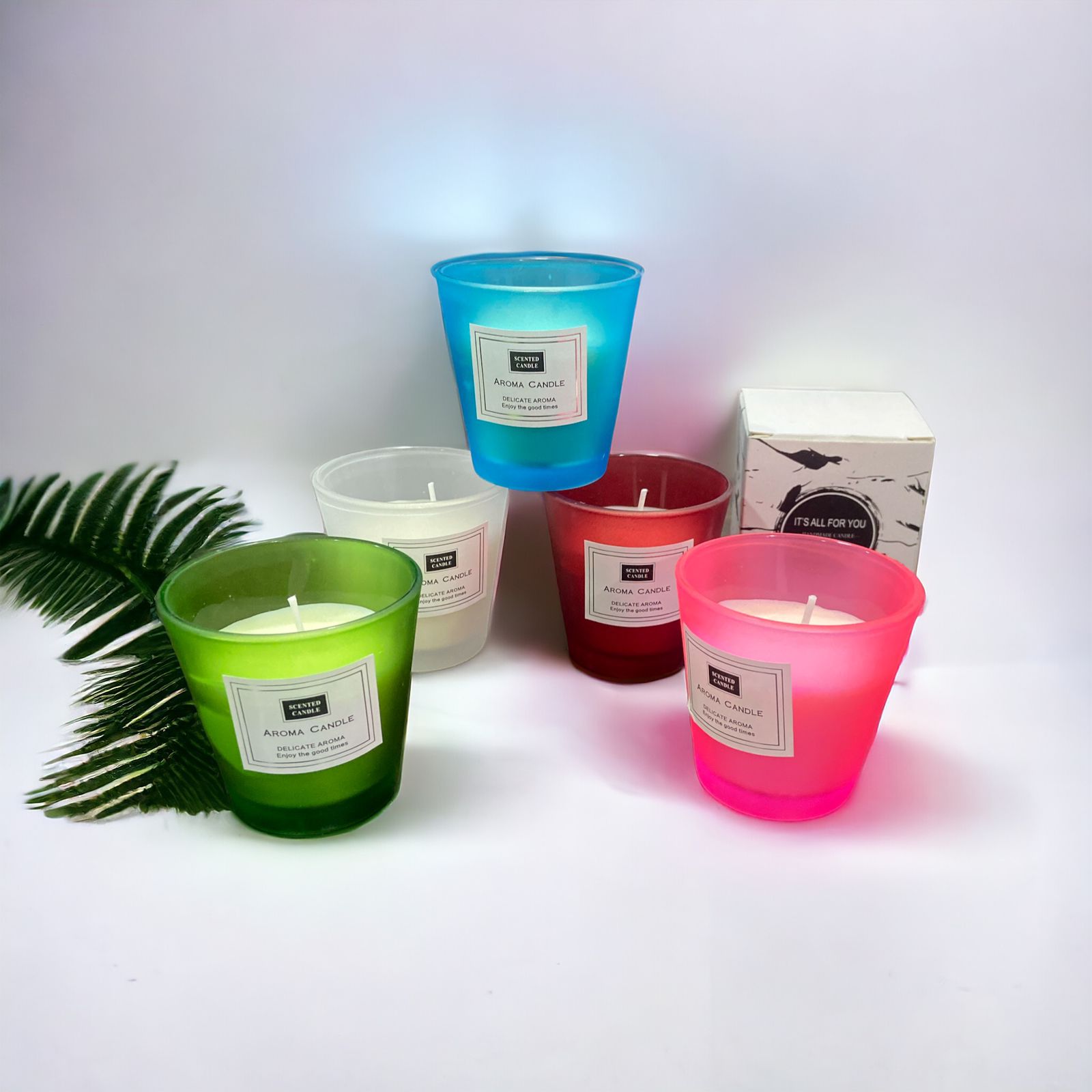 Colored Glass Jar Natural Scented Candles - Home Hatch