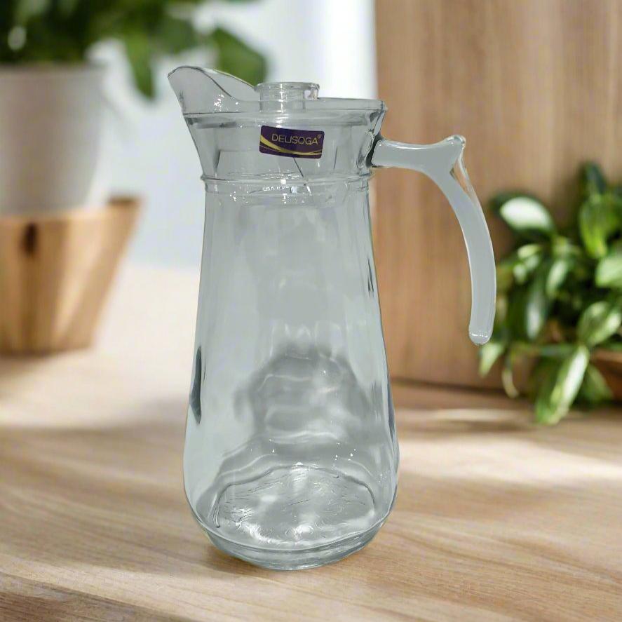 Delisoga Textured Glass Water Jug with Lid | Premium Serving Pitcher - Home Story