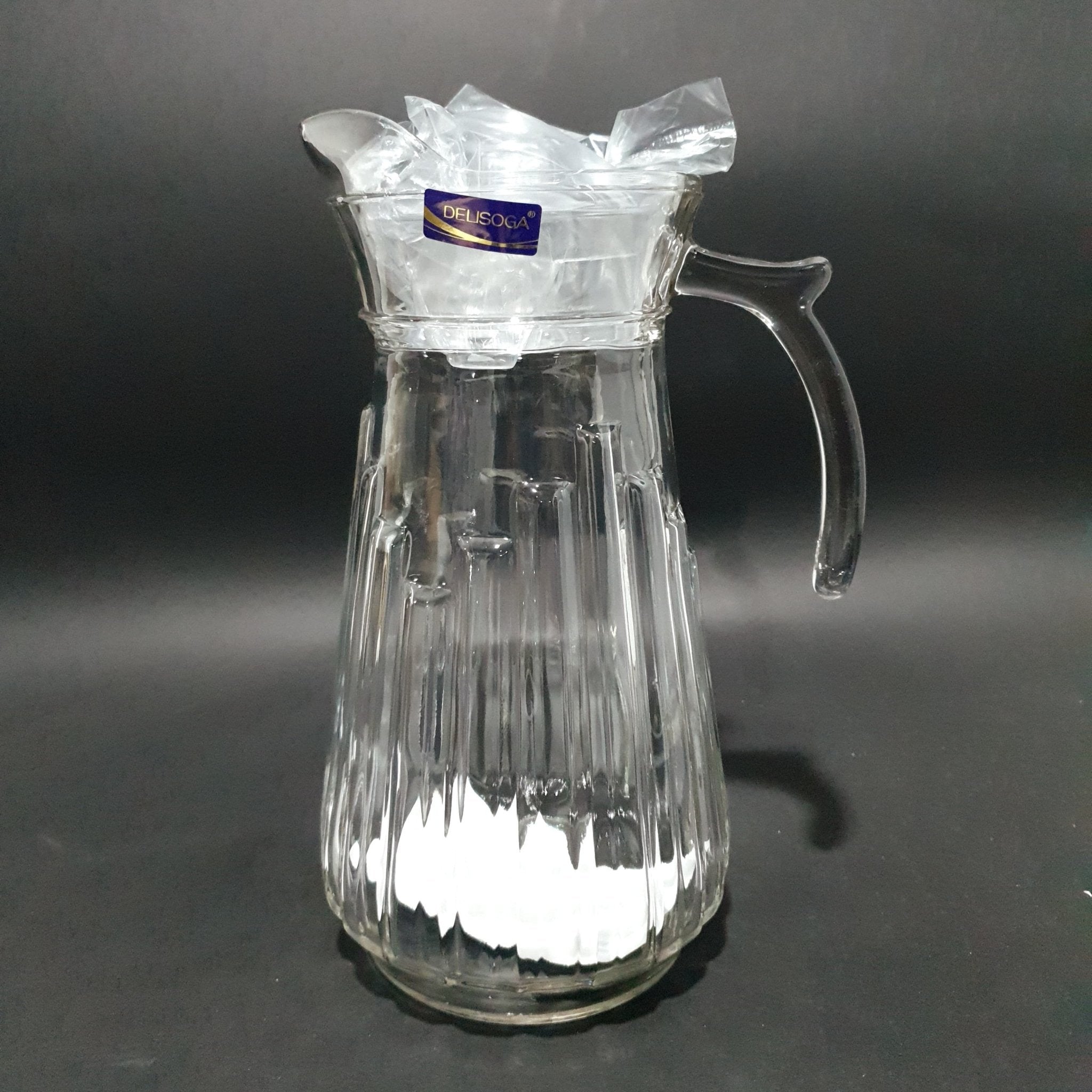 Delisoga Textured Glass Water Jug with Lid | Premium Serving Pitcher - Home Story