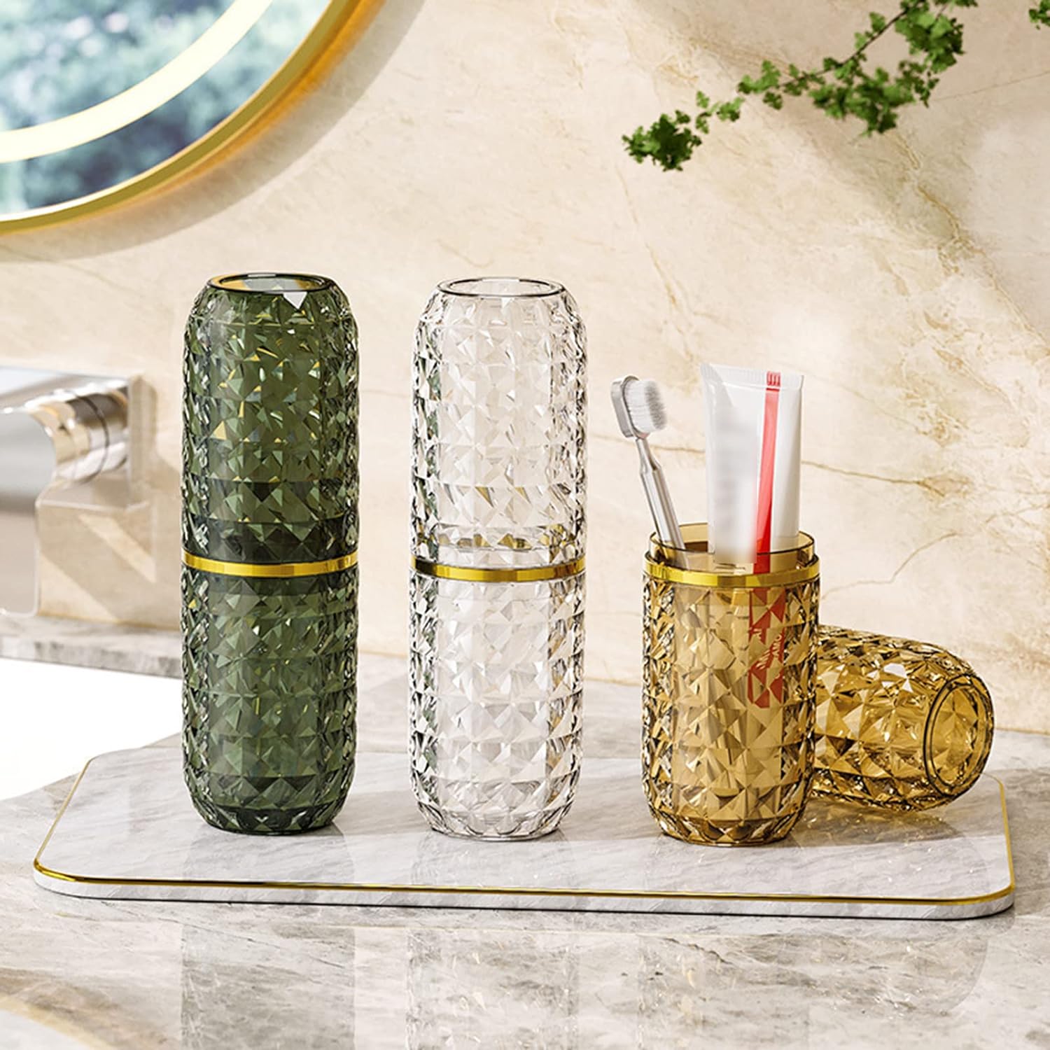 Geometric Pattern Travel Toothbrush Holder | Bathroom Accessories - Home Story