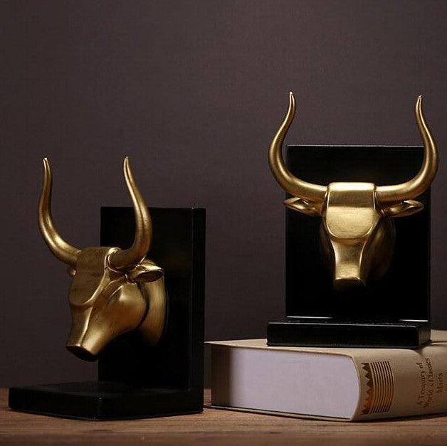 Gold Bull Head Bookends | Home Decor - Home Story